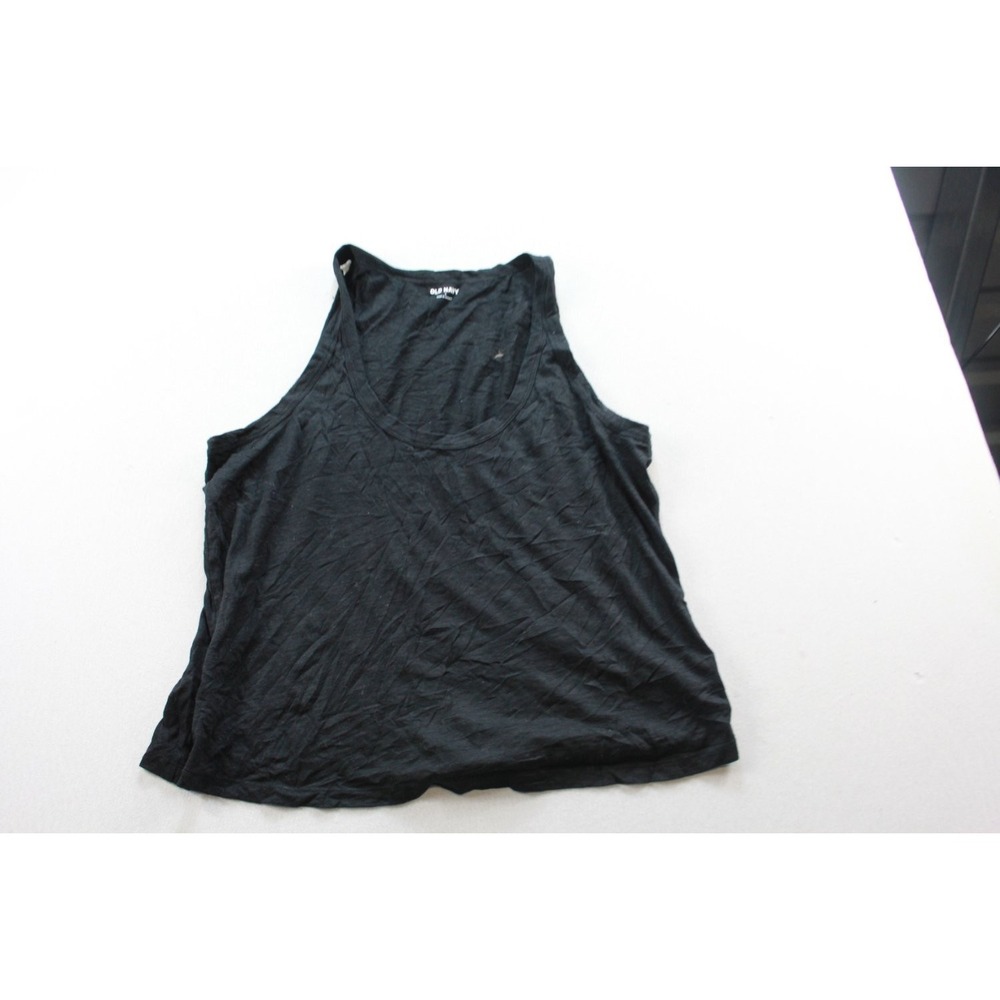 Old Navy Tank Top Womens Large Black Scoop Neck Sleeveless Slub Knit